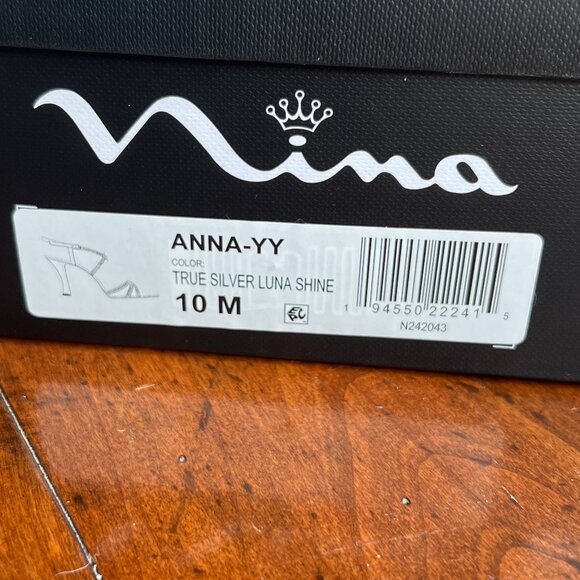 NINA Anna Sandal Heel True Silver Luna Shine 10M - Picture 5 of 7